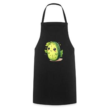 Kawaii Kaktus Gurke Männchen – Süßes Design - Kochschürze - Schwarz - Vorne - AI Model Male 185 dark (185cm)