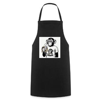 Un singe et sa banane - Tablier de cuisine - noir - Devant - AI Model Male 185 dark (185cm)