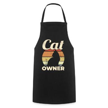 Cat Owner Vintage Look - Kochschürze - Schwarz - Vorne - AI Model Male 185 dark (185cm)