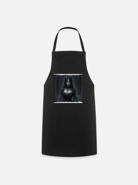 Gothic Nachtkorridor Schwarze Dame - Kochschürze - Schwarz