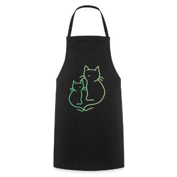 Chat Ados Enfants Chats Vintage 80 ' s Retro - Tablier de cuisine - noir - Devant - AI Model Male 185 dark (185cm)