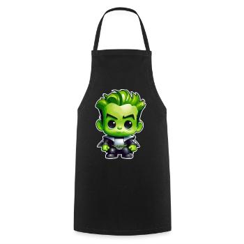 Cute green monster - Cooking Apron - black - Front - AI Model Male 185 dark (185cm)