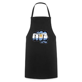 Argentina flag fist used - Cooking Apron - black - Front - AI Model Male 185 dark (185cm)
