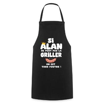 Alan roi barbecue cadeau alan fêtes - Tablier de cuisine - noir - Devant - AI Model Male 185 dark (185cm)