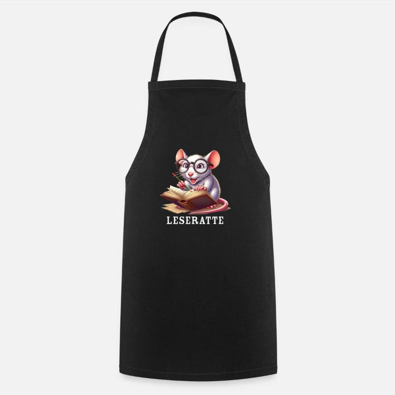 Bookworm with glasses and book - Cooking Apron - black