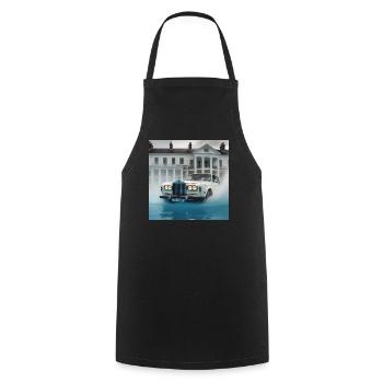 Oldtimer in beleuchteter Wasserfontänenszene - Kochschürze - Schwarz - Vorne - AI Model Male 185 dark (185cm)