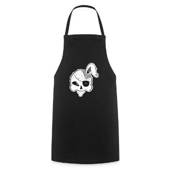 Crâne de lapin pirate avec cerveau et oreille de lapin - Tablier de cuisine - noir - Devant - AI Model Male 185 dark (185cm)