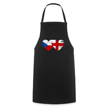 Czech Republic England Flag Heart used - Cooking Apron - black - Front - AI Model Male 185 dark (185cm)