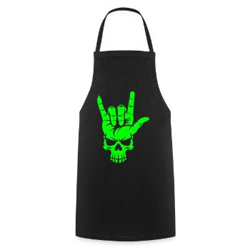 Rock 'n' Roll Totenkopf Handgeste - Kochschürze - Schwarz - Vorne - AI Model Male 185 dark (185cm)