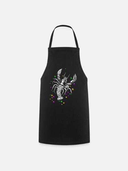 Mardi Gras HummerLanguste mit Beads - Kochschürze - Schwarz