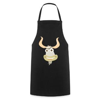 Illustration joyeuse d’une tête de yak - Tablier de cuisine - noir - Devant - AI Model Male 185 dark (185cm)