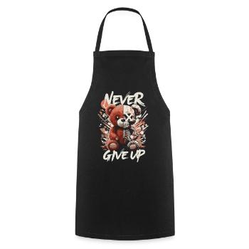 N’abandonnez jamais - Teddy & Skull Motivation Design - Tablier de cuisine - noir - Devant - AI Model Male 185 dark (185cm)