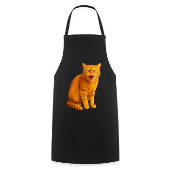 Fauchende orange getigerte Katze - Kochschürze - Schwarz - Vorne - AI Model Male 185 dark (185cm)