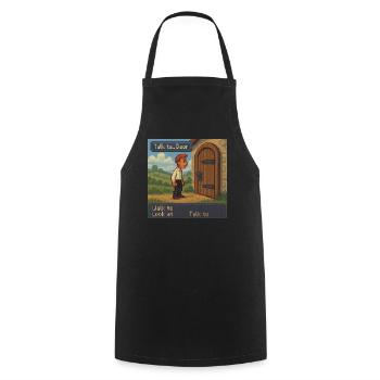 Talk to Door - Pixel Art Gaming - Kochschürze - Schwarz - Vorne - AI Model Male 185 dark (185cm)