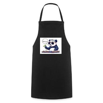 DJ Panda mit Brille und Bambusstab - Kochschürze - Schwarz - Vorne - AI Model Male 185 dark (185cm)