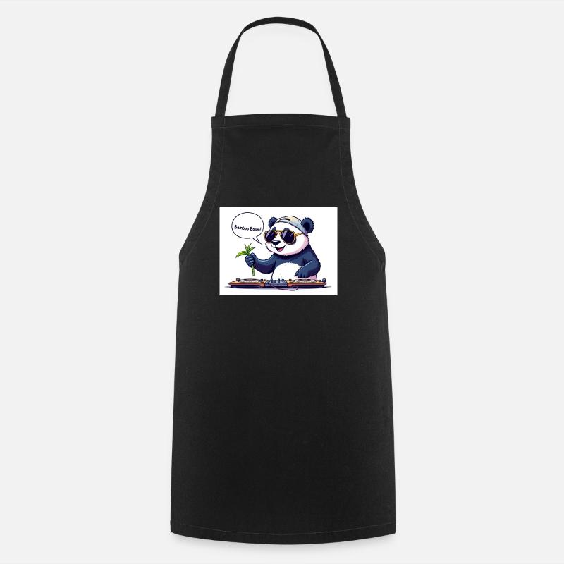 Panda DJ avec Lunettes et Bâton de Bambou - Tablier de cuisine - noir