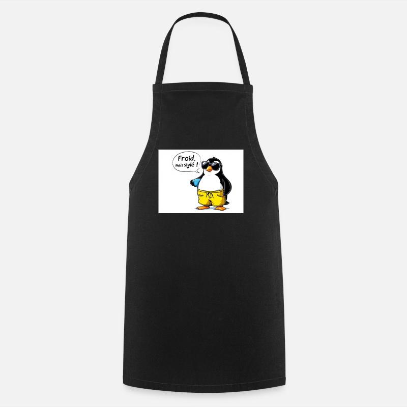 Manchon de pingouin stylé avec lunettes - Tablier de cuisine - noir
