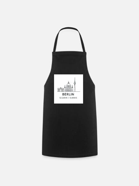 Berlin Line Art Silhouette Landmark - Cooking Apron - black