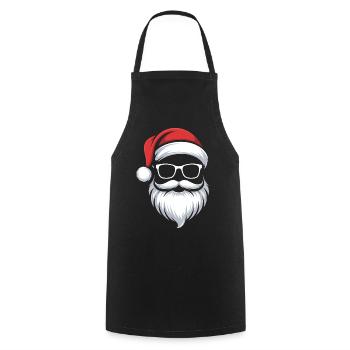 Weihnachts-Santa mit Bart und Brille - Kochschürze - Schwarz - Vorne - AI Model Male 185 dark (185cm)