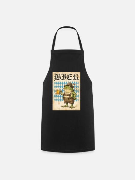 Bier Frosch In Lederhose Spaß - Kochschürze - Schwarz