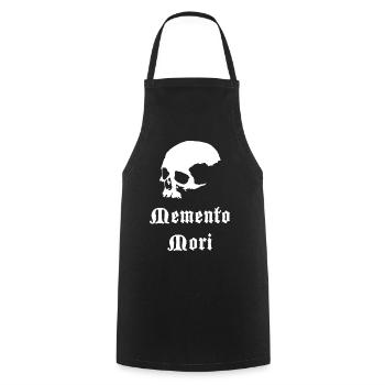 Schädel Memento Mori Gothic Druck - Kochschürze - Schwarz - Vorne - AI Model Male 185 dark (185cm)