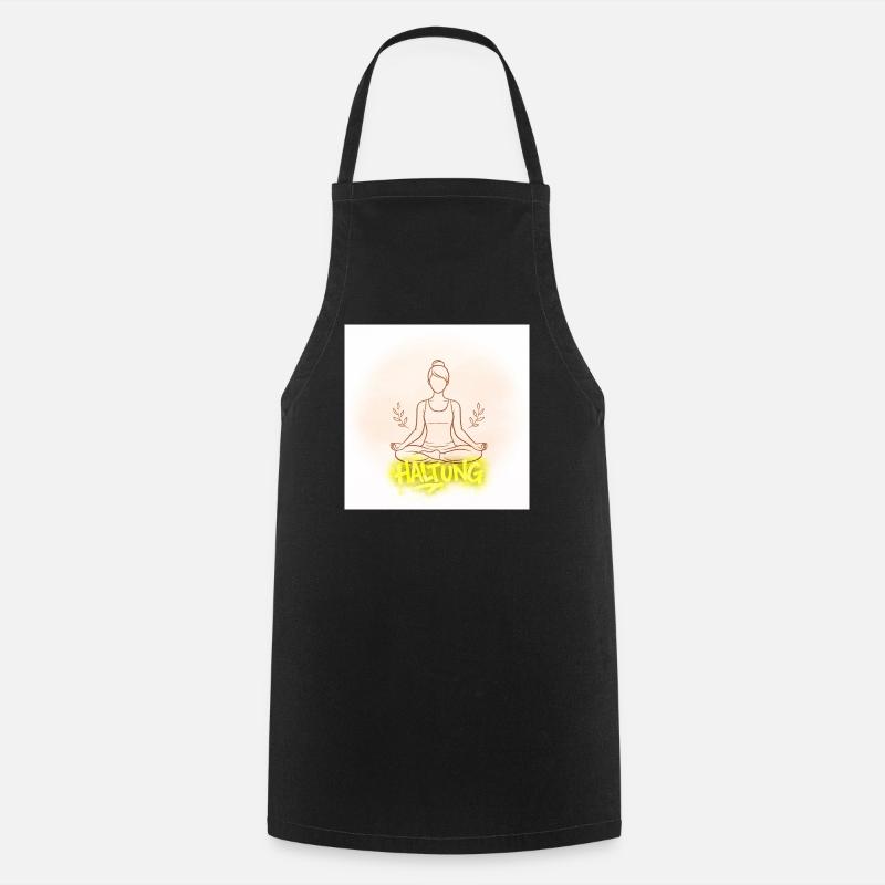 Posture Meditation Illustration - Cooking Apron - black