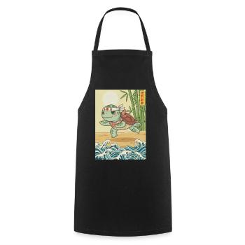 Kawaii Martial Arts Turtle - Cooking Apron - black - Front - AI Model Male 185 dark (185cm)