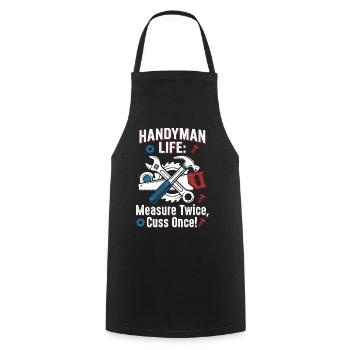 Craftsman's life: measure twice - Cooking Apron - black - Front - AI Model Male 185 dark (185cm)