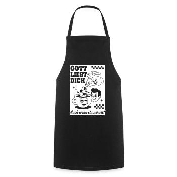 Gott liebt dich Lustig Cartoon - Kochschürze - Schwarz - Vorne - AI Model Male 185 dark (185cm)