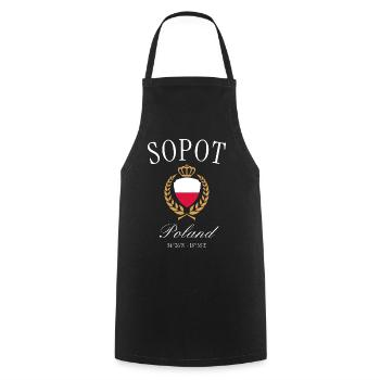 Sopot Polen Wappen Krone – Reise Souvenir - Kochschürze - Schwarz - Vorne - AI Model Male 185 dark (185cm)