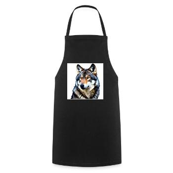 Portrait of a wolf with yellow eyes - Cooking Apron - black - Front - AI Model Male 185 dark (185cm)