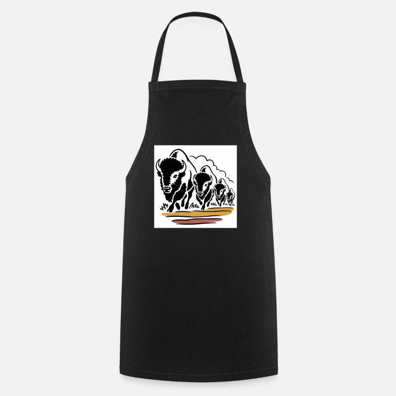 Buffalo horde on the move - Cooking Apron - black