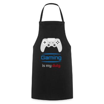 Le jeu vidéo est ma manette de jeu de service - Tablier de cuisine - noir - Devant - AI Model Male 185 dark (185cm)
