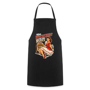Pin-Up Rockabilly : style rétro de diner des années 50 - Tablier de cuisine - noir - Devant - AI Model Male 185 dark (185cm)