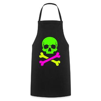 Neon Schädel Gekreuzte Knochen Bunter Pirat Skull - Kochschürze - Schwarz - Vorne - AI Model Male 185 dark (185cm)