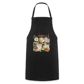 Culture Café Paris Illustration - Tablier de cuisine - noir - Devant - AI Model Male 185 dark (185cm)