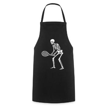 Skeleton plays tennis  - Cooking Apron - black - Front - AI Model Male 185 dark (185cm)