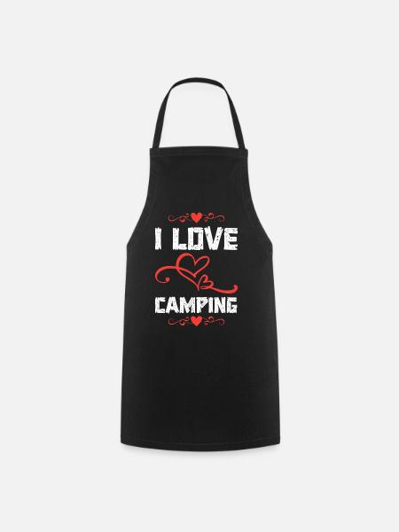 I Love Camping Herz-Design - Kochschürze - Schwarz
