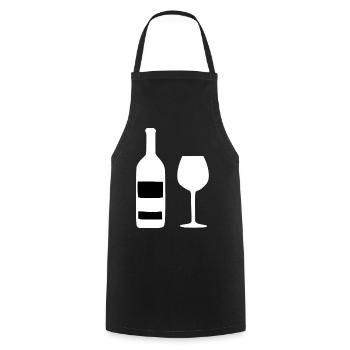 Weinflasche und Weinglas Wein Geschenk Genießer - Kochschürze - Schwarz - Vorne - AI Model Male 185 dark (185cm)