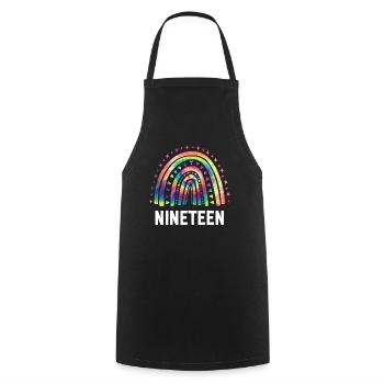 Tie Dye Rainbow Nineteen Years 19th Birthday - Cooking Apron - black - Front - AI Model Male 185 dark (185cm)