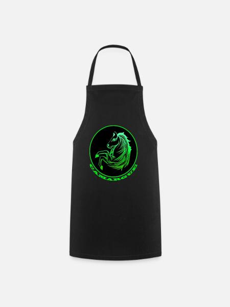 Cheval de Camargue vert fluo - Tablier de cuisine - noir