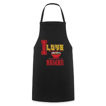 I love ramen J'aime les ramen avec les baguettes - Tablier de cuisine - noir - Devant - AI Model Male 185 dark (185cm)