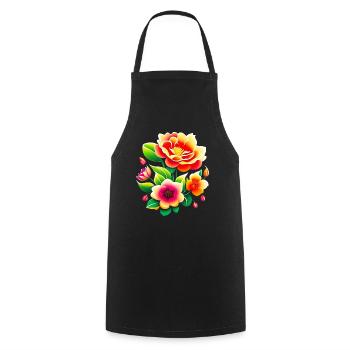 Bouquet de fleurs - Tablier de cuisine - noir - Devant - AI Model Male 185 dark (185cm)