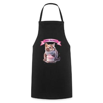Joyeux anniversaire chaton cadeau - Tablier de cuisine - noir - Devant - AI Model Male 185 dark (185cm)