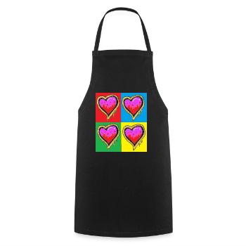 pop 4 Hearts - Cooking Apron - black - Front - AI Model Male 185 dark (185cm)