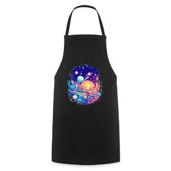Il y a beaucoup de planètes dans l’espace et dans l’univers - Tablier de cuisine - noir - Devant - AI Model Male 185 dark (185cm)