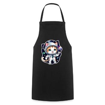 Astronaut Cat - Space - Cooking Apron - black - Front - AI Model Male 185 dark (185cm)
