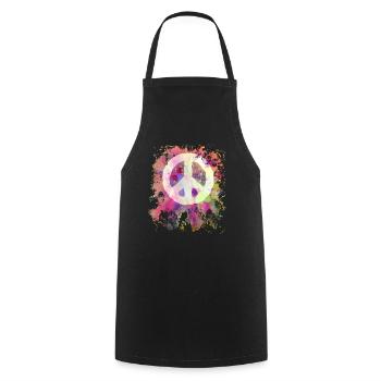Peace Weltfrieden Flower Power Geschenk - Kochschürze - Schwarz - Vorne - AI Model Male 185 dark (185cm)