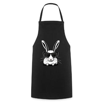 Weisser Hase mit Sonnenbrille Osterhase - Kochschürze - Schwarz - Vorne - AI Model Male 185 dark (185cm)