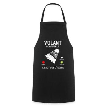 Volant m'appelle Cadeau HUmour Badminton - Tablier de cuisine - noir - Devant - AI Model Male 185 dark (185cm)